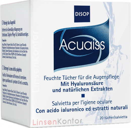 Acuaiss Augenpflege - 20 feuchte Tücher mit Hyaluron